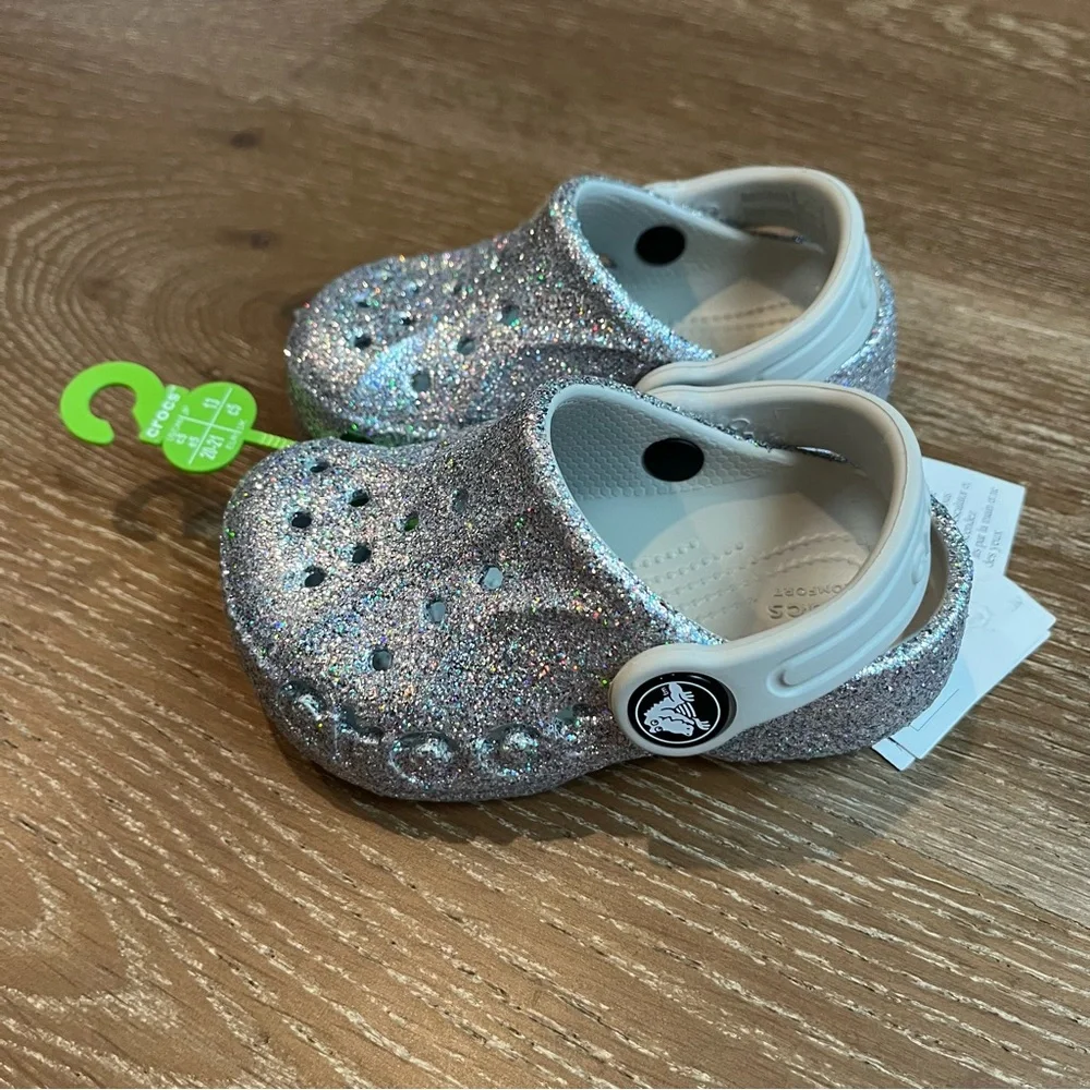 CROCS Glitter Silver Gray Toddler Girl Size 5
